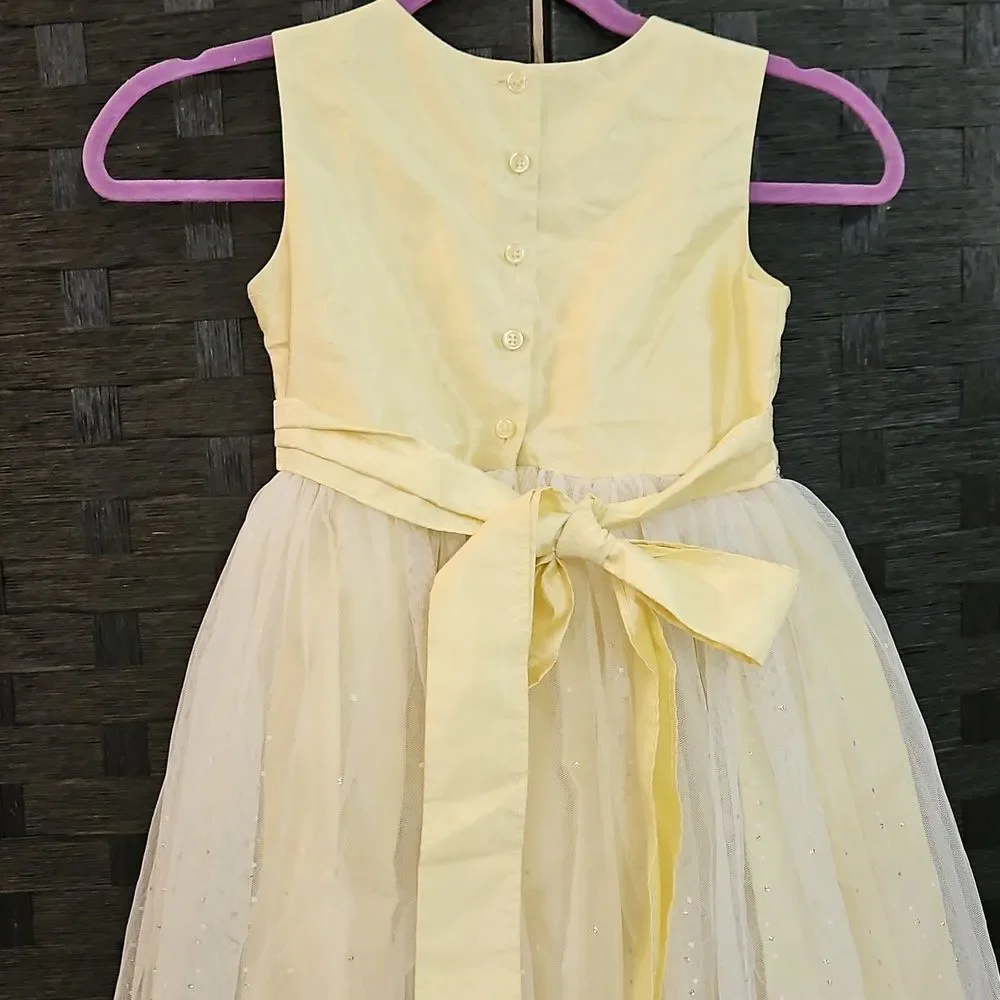 Marmellata Yellow and White Sparkly Girls Dress Size 7